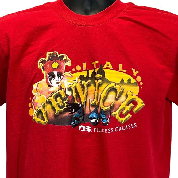 Vintage Venice Italy Princess Cruises T Shirt Mens Small Cruise Liner Ship Red - Picture 1 of 7
